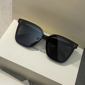 Gentle Monster Black Oversized Sunglasses Gold Logo Statement Chic